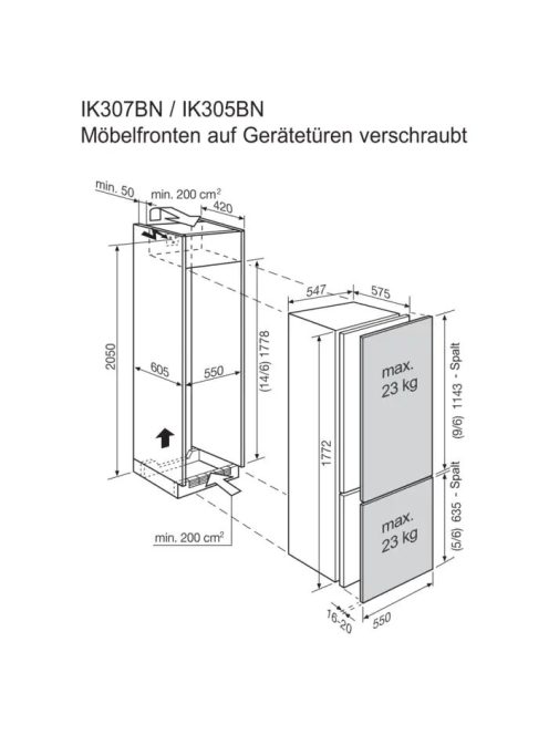 Electrolux IK307BNL D 281 Liter TwinTech NoFrost Beépíthető Hűtőszekrény