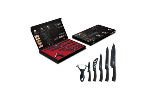 6 részes késkészlet, fekete színben