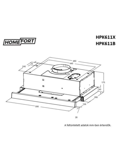 Homefort HPK611B Beépíthető Kihúzható Páraelszívó