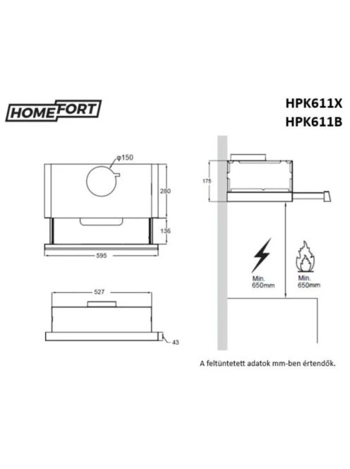 Homefort HPK611X Beépíthető Kihúzható Páraelszívó