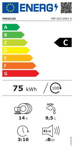 Privileg P0F ECO D541 S C 14 Terítékes 3 Fiókos Szabadonálló Mosogatógép