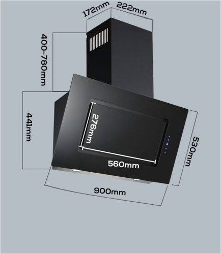 Hanseatic SY-103A8-E4-C118-L52-900 A+ 90cm 585 m3/óra Kürtős Páraelszívó