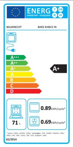 Bauknecht-Whirlpool BAR2 KH8V2 IN A+ 71 Liter Hidrolitikus Beépíthető Sütő