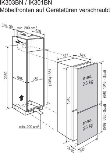 Electrolux IK301BNR E NoFrost DynamicAir Beépíthető Kombinált Alulfagyasztós Hűtőszekrény