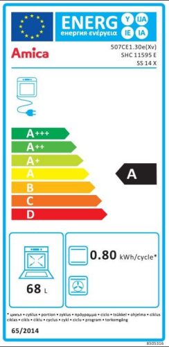 Amica SHC 11595/1E A 68 Liter Kerámialapos Elektromos Tűzhely