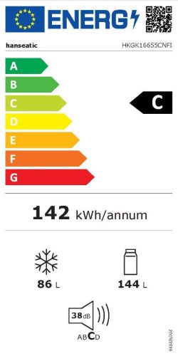Hanseatic HKGK16655CNFI C 230L Inox NoFrost Alulfagyasztós Kombinált Hűtőszekrény
