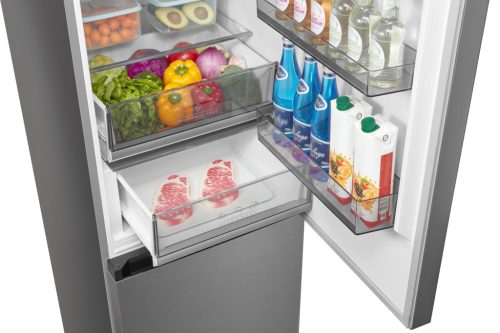 Hanseatic HKGKB18560BNFI B 334L Inox Total NoFrost Alulfagyasztós Kombinált Hűtőszekrény