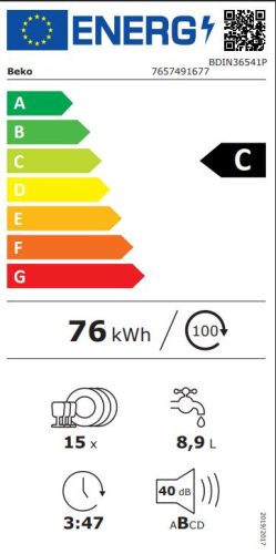 Beko BDIN36541P C 15 Terítékes 3 Fiókos Pro Smart Inverteres Beépíthető Mosogatógép