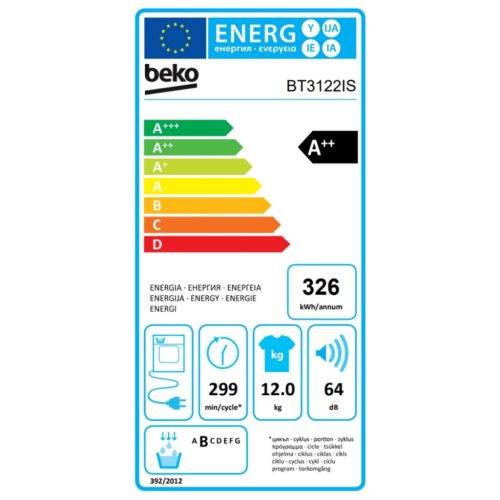 Beko BT3122IS E 12kg ProSmart Inverteres Hőszivattyús Szárítógép