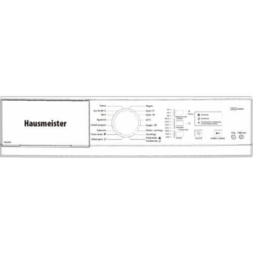 Hausmeister HM 2604 A 6kg 1000 f/p BLDC Inverteres Keskeny Gőzös Elöltöltős Mosógép