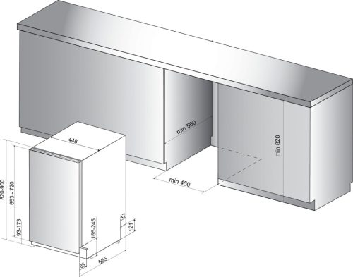 Bauknecht-Whirlpool BSIO 3O35 PFE X D Beépíthető Keskeny 10 Terítékes Mosogatógép