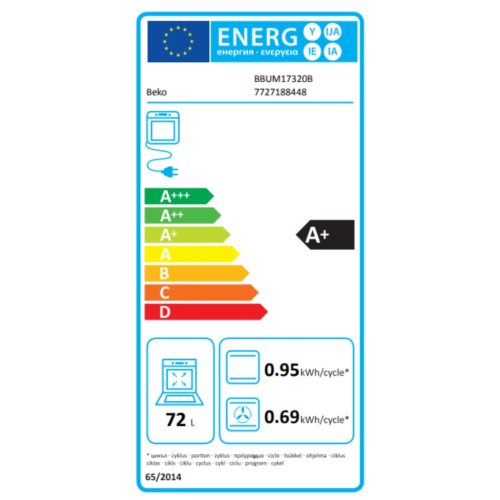 Beko BBUM17320B A+ 72L SteamShine Beépíthető Sütő + Kerámia Főzőlap Szett