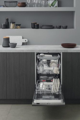 Bauknecht-Whirlpool BSUO 3O21 PF X E 10 Terítékes 45 cm Keskeny 3 Fiókos Inverteres Pult Alá Építhető Mosogatógép Inox