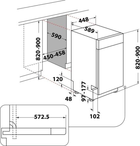 Bauknecht-Whirlpool BSUO 3O21 PF X E 10 Terítékes 45 cm Keskeny 3 Fiókos Inverteres Pult Alá Építhető Mosogatógép Inox