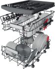 Bauknecht-Whirlpool BSUO 3O21 PF X E 10 Terítékes 45 cm Keskeny 3 Fiókos Inverteres Pult Alá Építhető Mosogatógép Inox