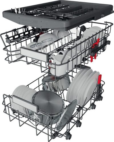 Bauknecht-Whirlpool BSUO 3O21 PF X E 10 Terítékes 45 cm Keskeny 3 Fiókos Inverteres Pult Alá Építhető Mosogatógép Inox